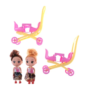 2vnt Lėlės + 1pc Dvivietis Vežimėlis Vežimėlis Priedai Namas Vaikas Žaislai Mergina Pink Vežimėlį Trolley, vaikų Darželio Baldai, Žaislai