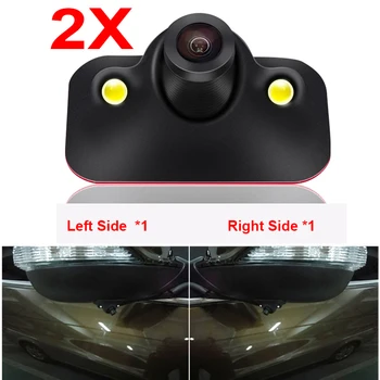 2VNT Mini HD Naktinio Matymo Automobilių Kairėje ir Dešinėje Pusėje vaizdo Kamera su 2 IR LED aklojoje Zonoje Fotografavimo Vandeniui