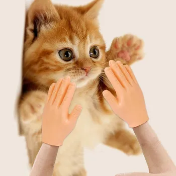 2vnt Pet Interaktyvus Žaislas Mini Pirštinės Piršto pristatomos vaikiškos lovelės Juokiasi Funny Cat Mažai Rankų Masažas Šuo Tiekia Mažų Šunų Kačių Piršto Lėlių