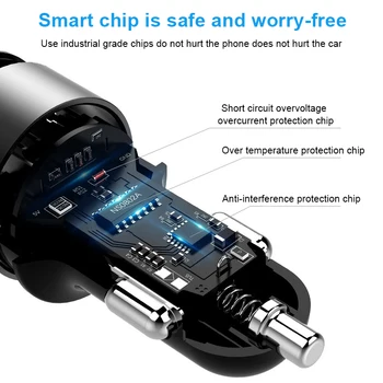 3.6 2 Port Dual USB Automobilinis Kroviklis Skaitmeninis Led Ekranas, Įkroviklis Adapteris Mobilaus Telefono Įtampos Įkrovimo 