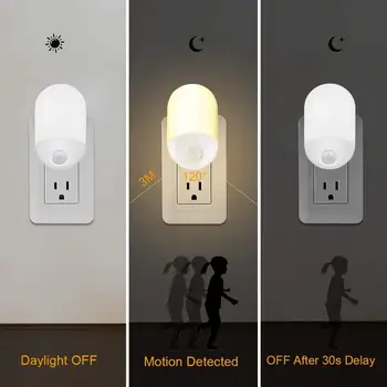 3.6 W LED Nakties Šviesos Lempų, skirtų Kūdikių, Vaikų Kambario, Prieškambario, Laiptai, Miegamojo, vaikų Darželio(4 Paketai Baltos)