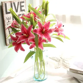 3 Galvutės, dirbtinių gėlių kvepalai lily nekilnojamojo touch namo kambarį, stalo papuošimas, vestuvių Scena išdėstymas