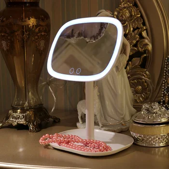 360 Laipsnių Sukimosi Dekoratyvinis veidrodis 47 Makiažo Veidrodis Su LED Šviesos Profesionalus Kosmetinis Veidrodėlis Grožio Reguliuojamas Stalviršio