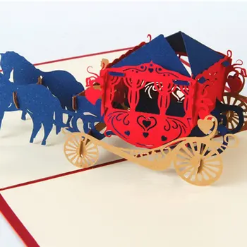 3D atvirukas Kūrybos Valentino Dienos Dovana Vestuvių Kvietimai Post Kortelės trimatis Vežimo Vestuvių Dekoravimas