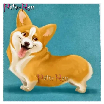 3D Full diamond Tapybos Geltona plaukų šuo Deimantų Siuvinėjimo gyvūnų 