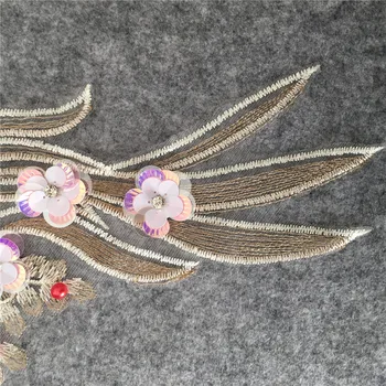 3D gėlių Siuvinėjimas, Aplikacijos, Nėrinių Audinys Venise Blizgančiais Siuvimo PASIDARYK pats Apdailos ABS pearl Nėrinių Apykaklės Iškirpte dėl Suknelės, Priedai
