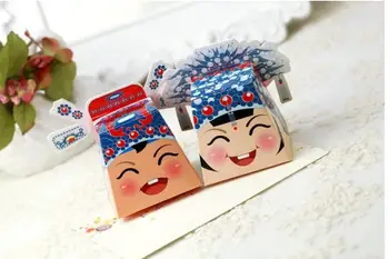 3D Kinijos vestuvių Pekino operos Nuotaka ir Jaunikis Vestuvių Naudai Dėžės dovanų dėžutė saldainių dėžutė 1000pcs/daug