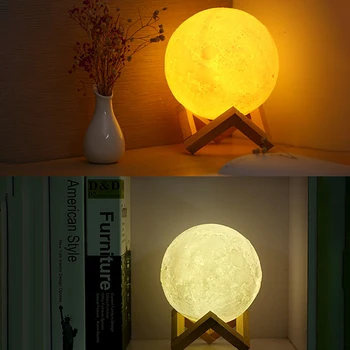 3D Spausdinimo Mėnulis LED Vaikai Naktį Šviesos Pritemdomi Touch USB staliukas Stalo Lempa Namo Kambaryje Dekoratyvinis Dovanų Meilės