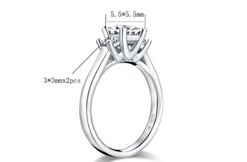 5.5 mm S925 Fine Jewelry sterlingas sidabro žiedas Laboratorijoje sukurta deimantų Karatais 4Cs vestuvių pasiūlymas svajonė