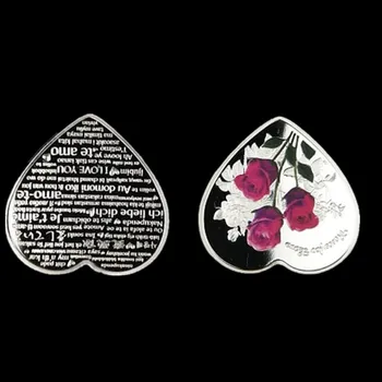 5 vnt nemagnetiniai 2019 m. Amžinai meilė širdies formos Meilužio dovana ženklelis sidabro padengtą 40 mm suvenyrų, atminimo monetos