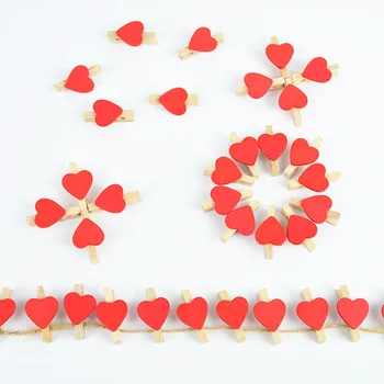 50pcs Mini Meilę, Širdies Formos Mediniai Įrašą Raštinės Reikmenų, Rankdarbių Foto Memo Vinys Pin 