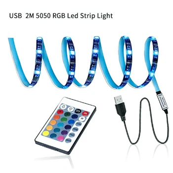 5V USB LED Šviesos Juostelės 1M 2M RGB 5050 Mini 17Key 24Key Lankstus Šviesos TV Foninio Apšvietimo Decoracion Pasakų Žibintai vandeniui