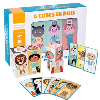 6 Kubo lt bois Animacinių filmų Personažus, Medinių Blokų Puzzle Žaidimai Intelektualinis Iššūkis Mokymosi Švietimo Žaislai Vaikams