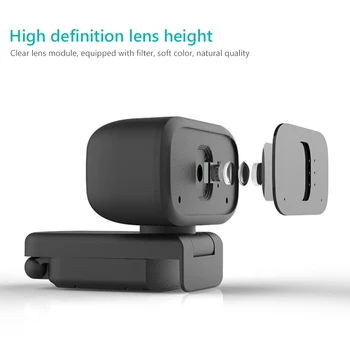 720P Kamera, Built-in HD Mikrofonas Auto Focus USB Plug N Play Web Kamera 90 laipsnių padarinių office home