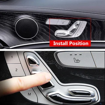 8Pcs/set Auto Automobilio Sėdynę Sureguliuokite Mygtuką Perjungti Padengti Lipdukas Mercedes Benz E Klasės 2016 2017 Epoksidinės Juoda