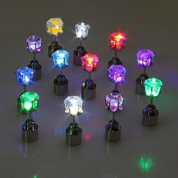 9 Poros Diamond LED Spalva Pakeisti Šalies Stud Auskarai Šviesą Auskarai Unisex