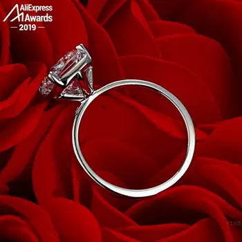 9mm Aikštėje Pagalvėlė S925 Fine Jewelry sterlingas sidabro žiedas Laboratorijoje sukurta deimantų Karatais 4Cs vestuvių pasiūlymas svajonė