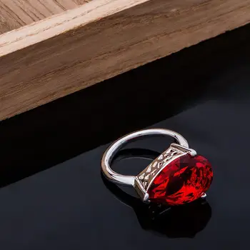 Akmens raudona Didmeninės sidabro padengtą 925 žiedo Mados juvelyriniai Sidabro Žiedas 925sterling-sidabro FMKJSHEA