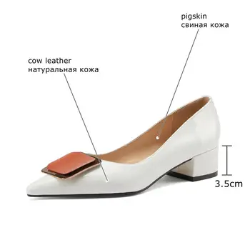 ALLBITEFO storas kulnas natūralios odos šalies moterų batai aukštos kokybės moterų aukštakulniai bateliai rudenį prekės aukšto kulno batai