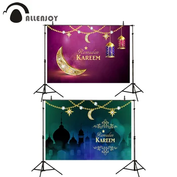 Allenjoy Musulmonų Sofa Šalies Baneriai Golden Moon Žibintų Pilis Ramadanas Kareem Bokeh Granulių Užuolaidų Dekoro Eid Mubarakas Tapetai