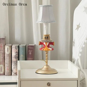American retro lėlių stalo lempa berniukas, miegamojo, vaikų kambario lempos animacinių filmų kūrybos romantiška dekoratyvinis stalo lempa