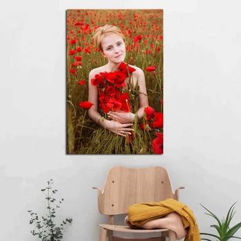 Anastasiya Dobrovolskaya Mergina Ūkio Raudonos Gėlės Sienos Meno Tapybos Drobės Nuotraukų Spalvinga Nuotrauka Už Kambarį Namų Dekoro
