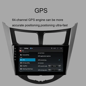 Android 9.0 Automobilių GPS Žaidėjas Galva Vienetas Hyundai Verna/Accent/Solaris/Grand Avega Hečbekas 2011-M. Automobilio Stereo Ekrano Radijo BT