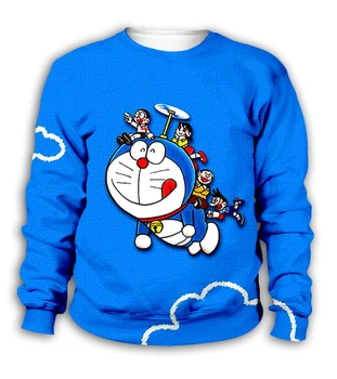 Animacinių filmų Nobita Nobi Doraemon 3D atspausdintas Vaikai mėlyna hoodies palaidinukė mados baby berniukas ir mergaitė hoodie atsitiktinis streetwear nustatyti megztinis