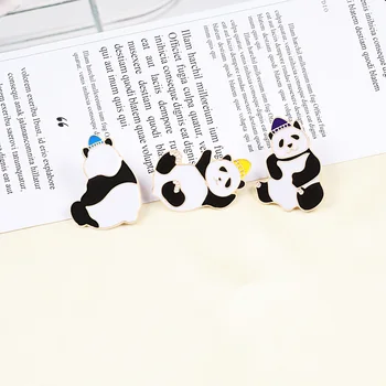 Animacinių filmų Panda Šalies Smeigtukai Emalio Gyvūnų Sagės Vaikams, Moterims Riebalai Panda Ženklų Drabužius džinsinio audinio Maišelį Atlapas Pin kawaii Papuošalai Dovana