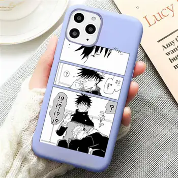 Anime Cartoon Džiudžiutsu Kaisen Telefono dėklas Candy Spalva Violetinė iPhone 11 12 pro XS MAX 8 7 6 6S Plus X SE 2020 XR