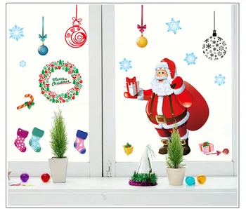 Apdailos Lango Stiklo Kalėdų Senelis Kalėdų, Dekoratyvinės Sienų Lipdukai Nuimamas Namų Dekoro Naujų Kūrybinių Lipdukai Meno Plakatas Kambarys