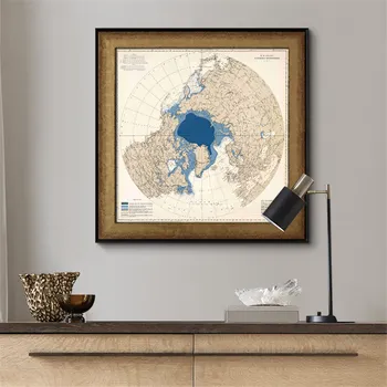 Arkties Vandenyno Žemėlapio Ledo Diagramos Duomenis Komentarus Subtilus Drobė Sienos Lipdukas Geografijos Mokymosi Namų Dekoro Baras, Kavinė Spausdinti Plakato