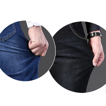 Atsitiktinis verslo klasikiniai vyriški džinsai tiesūs džinsai mados elastingumą džinsai atsitiktinis baggy jeans vyrų džinsai