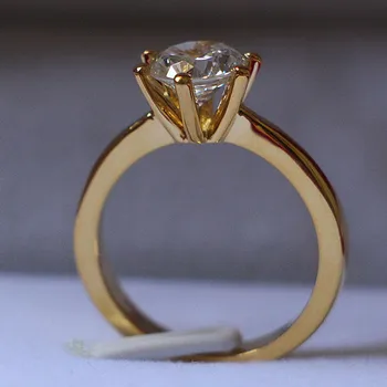 Aukso danga Elegantiškas Žiedas 925 Sterlingas Sidabro Žiedas Vestuvinis Žiedas Moterims Testas Teigiamas, 2c 8.0 mm D-E Moissanite Deimantų Žiedas