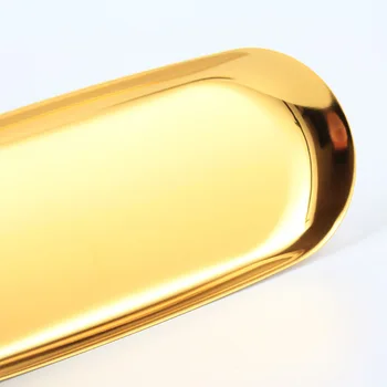 Aukso ovalo formos plokštelė papuošalų laikymo mažas dėklas nerūdijančio plieno užkandis dėklas metalo saugojimo dėklas FC0137