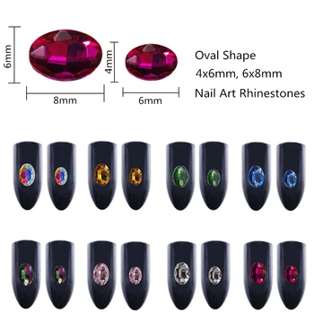 Aukštos kokybės mados žavesio naujas 4 * 6 mm 20pc spalvų kristalų 3D ovalo formos kalnų krištolas 