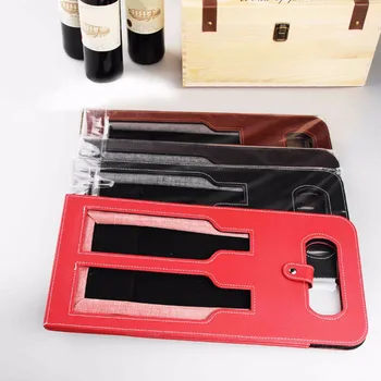 Aukštos kokybės vynas, dovanų dėžutėje dirbtine oda neklijuotinė medžiaga dual buteliai tuščiaviduriai vyno pakavimo maišelis juoda ruda raudona lašas laivybos
