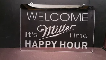 B28 Sveiki Miller Laiko Happy Hour Baras LED Neonas Pasirašyti senovinių namų dekoro