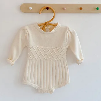 Baby Girl Drabužių Pavasario Rudens Bamblys Ilgomis Rankovėmis Megztiniai Bodysuit Megztinis