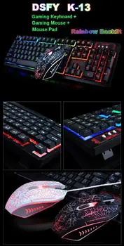 Backlight, Usb Laidinė klaviatūra+pelė Nustatyti 2400DPI Žaidimų Klaviatūros Ir Pelės Rinkinys, skirtas PC Nešiojamas PS4