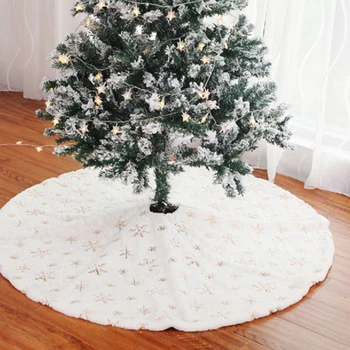 Baltos spalvos Medžio Sijonas 90cm Aukštos kokybės Pliušas Karoliukais Siuvinėtų Kalėdinių Eglučių Grupė Kalėdų Eglutės papuošalus