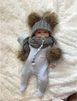 Bamblys Vaikai Mergina&Berniukas Baby Kūdikių Žiemos Nėrimo Megzti Skrybėlę Beanie Kepurė Su Šaliku