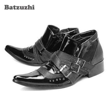 Batzuzhi Japonų Stiliaus Batai Vyrams Rock Juodos Odos Batai Sagtis Dirželiai Kniedės Vestuvių/Šalies Vyrų Dizainerio Puz Dydis 46