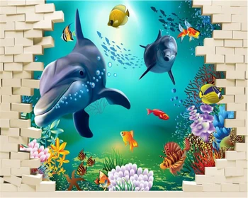 Beibehang 3D, povandeninis gyvūnų asmenybės mados dekoratyvinis dažymas šilko audinio papel de parede 3d tapetai, sofa-lova, tv foną