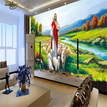 Beibehang Krikščionių Jėzaus paveikslą Individualizuotos Fono sienos popierius, Foto Tapetai, Gyvenamasis Kambarys Sofos, Miegamojo Dailės Freskos sienos popieriaus