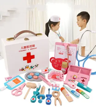 Berniukas ir Mergaitė, Medinės Gydytojas brinquedo infantil Medikas Slaugytoja nustatyti Modeliavimo Gydytojas Žaislai Apsimesti Žaisti, Vaikų gydytojas, įpurškimo žaislų, dovanų