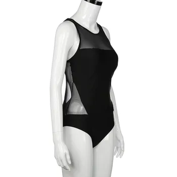 Bikini 2018 Moterų maudymosi Kostiumėliai, Juoda Sexy Gazas Backless Elastinga Paplūdimio vientisi maudymosi kostiumėlį aukšto juosmens bikini moterims A1