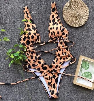 Bikini Moterims 2019 Vienas Gabalas Leopard Maudymosi Kostiumėlį Gyvatė Spausdinti Bikini Maudymosi Kostiumą Tvarstis High Waisted Maudymosi Kostiumėliai, Vienos Dalies Maudymosi Kostiumėlis