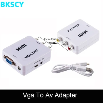 Bkscy VGA Su AV RCA Konverteris su 3.5 mm Audio 1080P VGA2AV/CVBS Adapteris, skirtas PC HD TV Konverteris NTSC PAL Vga Į AV Laidas