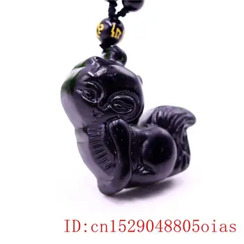 Black Jade Fox Pakabukas Karoliai Raižyti Juvelyriniai Dirbiniai Dovanos, Žavesio Mados Gamtos Kinijos Amuletas